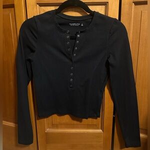 Abercrombie Black Ribbed Henley